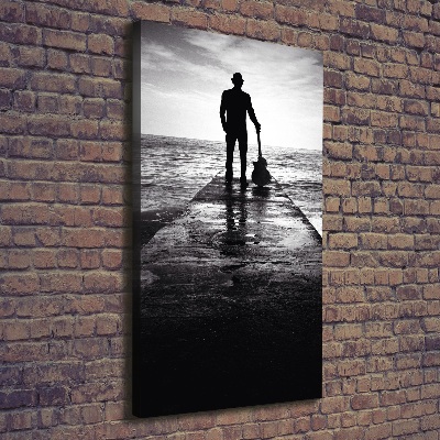 Foto auf leinwand vertikales Gitarrist auf dem Pier