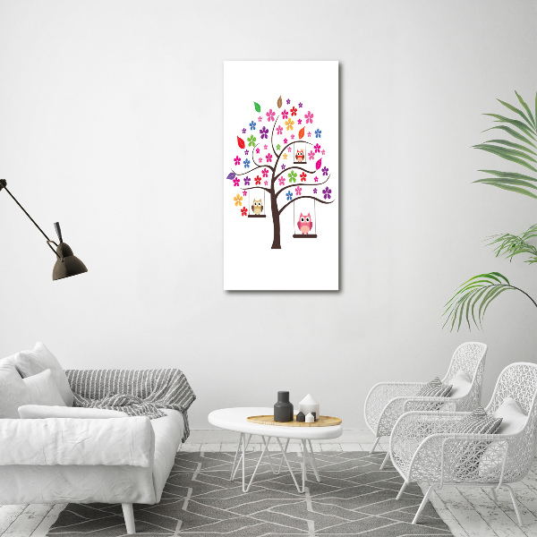 Foto leinwand vertikales Eulen auf Schaukeln