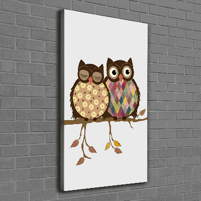 Foto auf leinwand vertikales Ein Eulenpaar auf einem Ast