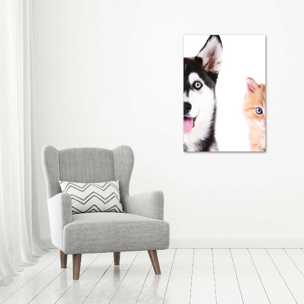 Foto auf leinwand vertikales Hund und Katze