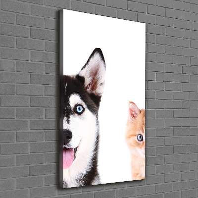 Foto auf leinwand vertikales Hund und Katze