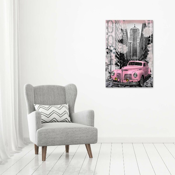 Wandbild vertikales Rosa Auto