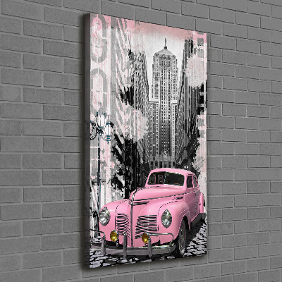 Wandbild vertikales Rosa Auto