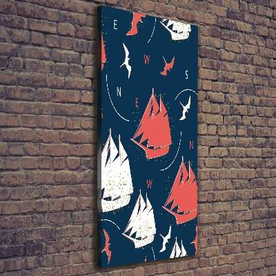 Wandbild vertikales Schiffe Seevögel