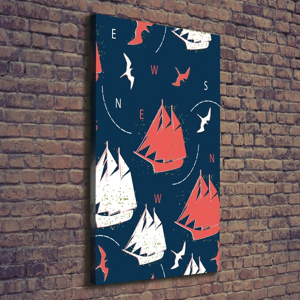 Wandbild vertikales Schiffe Seevögel