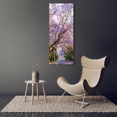 Foto leinwand vertikales Jacaranda-Pfad