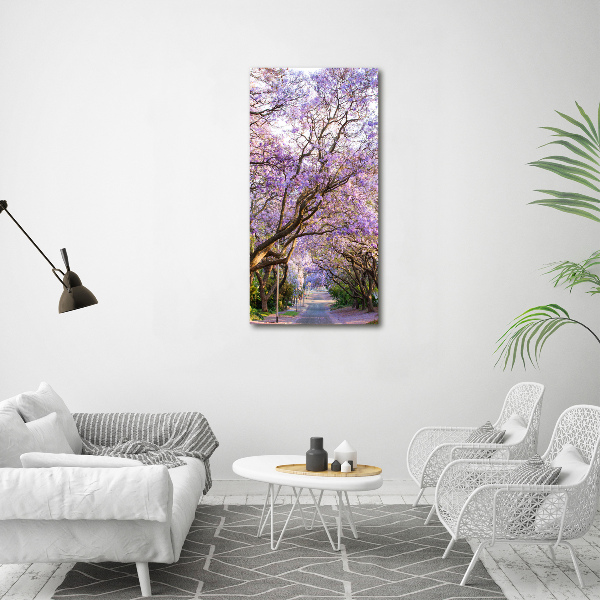 Foto leinwand vertikales Jacaranda-Pfad