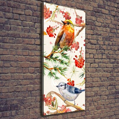 Wandbild vertikales Vögel und Blumen