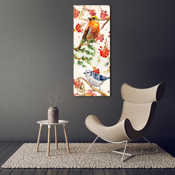 Wandbild vertikales Vögel und Blumen