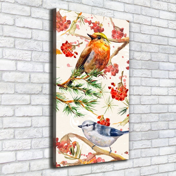 Wandbild vertikales Vögel und Blumen