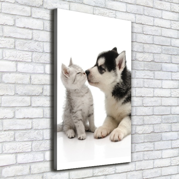 Foto auf leinwand vertikales Hund und Katze