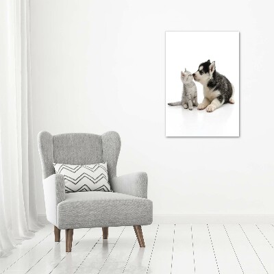 Foto auf leinwand vertikales Hund und Katze