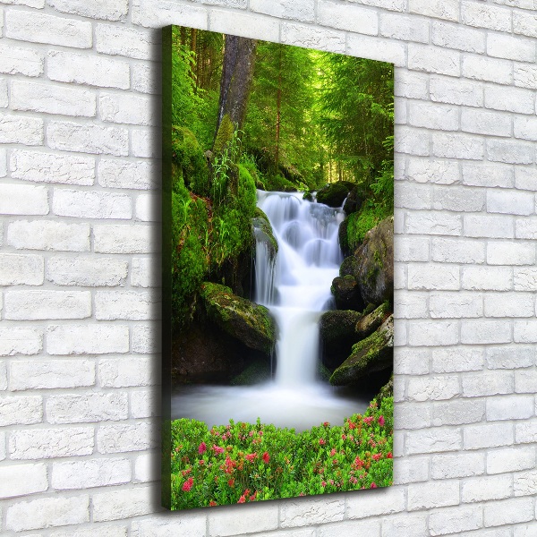Foto auf leinwand vertikales Wasserfall im Wald