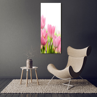 Wandbild vertikales Rosa Tulpen