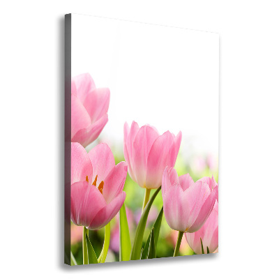 Wandbild vertikales Rosa Tulpen
