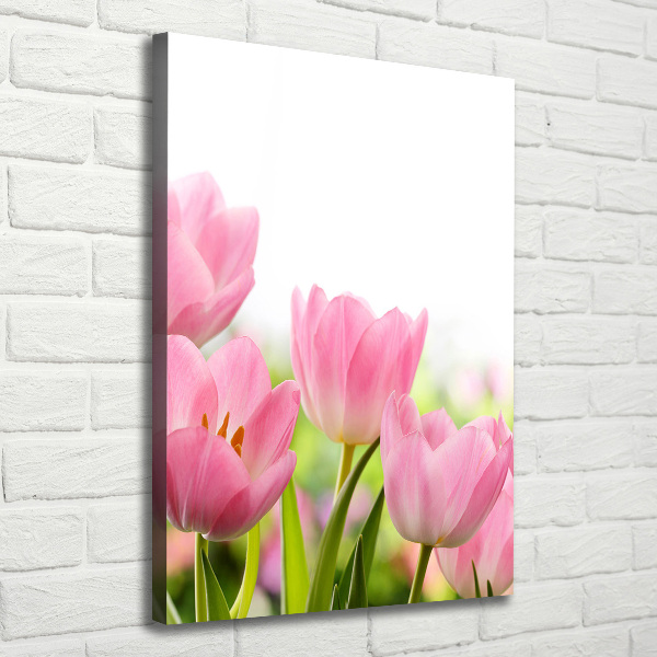 Wandbild vertikales Rosa Tulpen