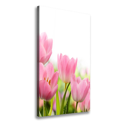 Wandbild vertikales Rosa Tulpen