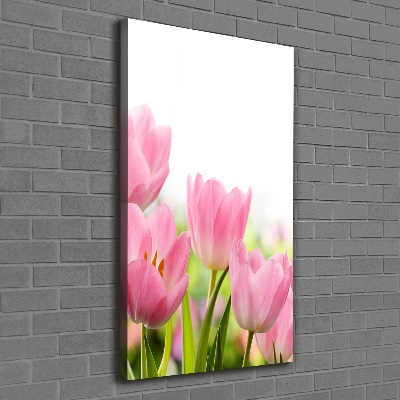 Wandbild vertikales Rosa Tulpen