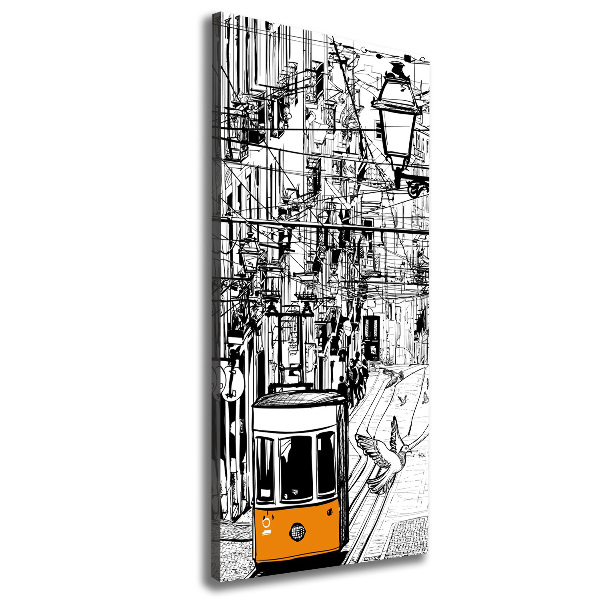 Wandbild vertikales Straßenbahn Lissabon