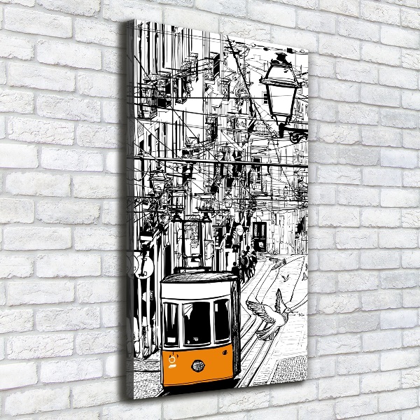 Wandbild vertikales Straßenbahn Lissabon
