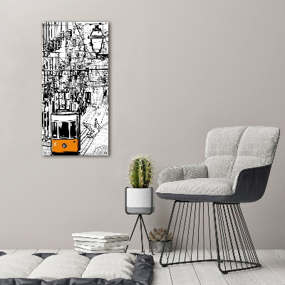 Wandbild vertikales Straßenbahn Lissabon