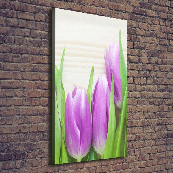 Foto auf leinwand vertikales Lila Tulpen