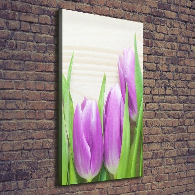 Foto auf leinwand vertikales Lila Tulpen