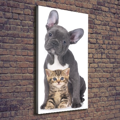 Foto auf leinwand vertikales Hund und Katze