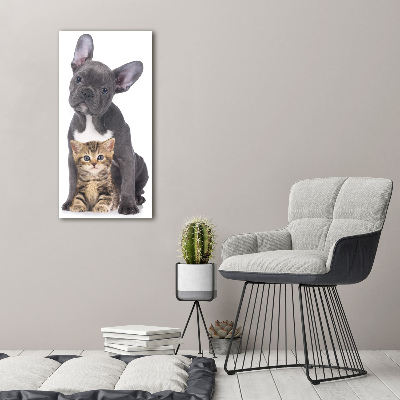 Foto auf leinwand vertikales Hund und Katze