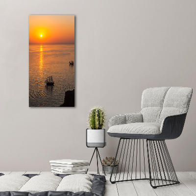 Foto auf leinwand vertikales Sonnenuntergang am Meer