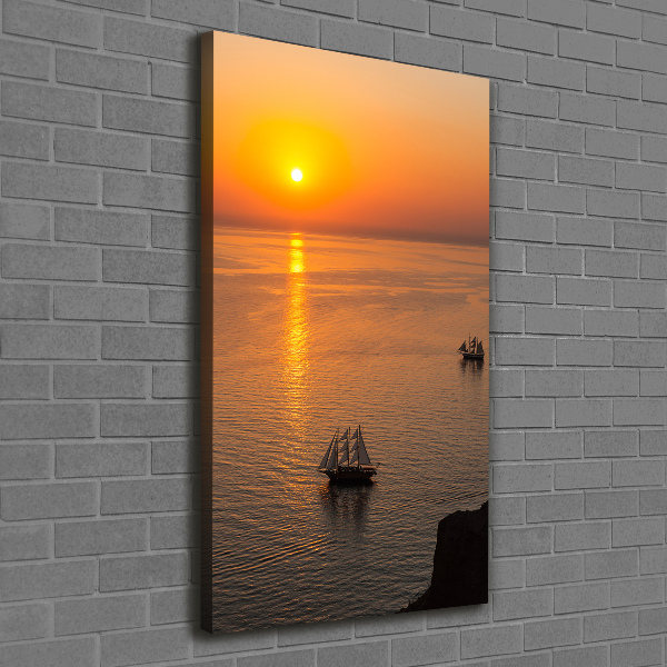 Foto auf leinwand vertikales Sonnenuntergang am Meer