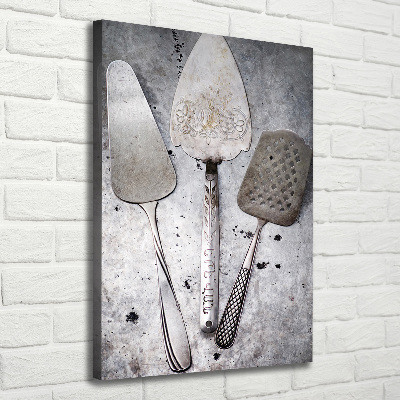 Foto auf leinwand vertikales Metallbesteck