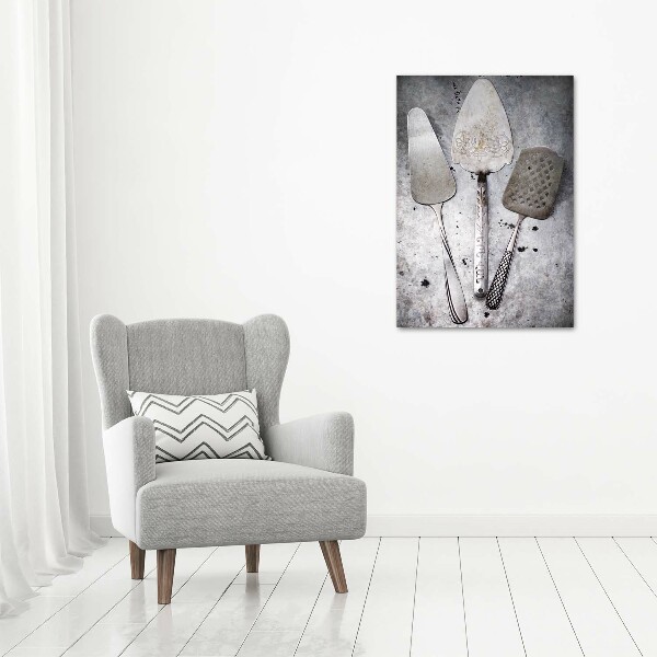 Foto auf leinwand vertikales Metallbesteck