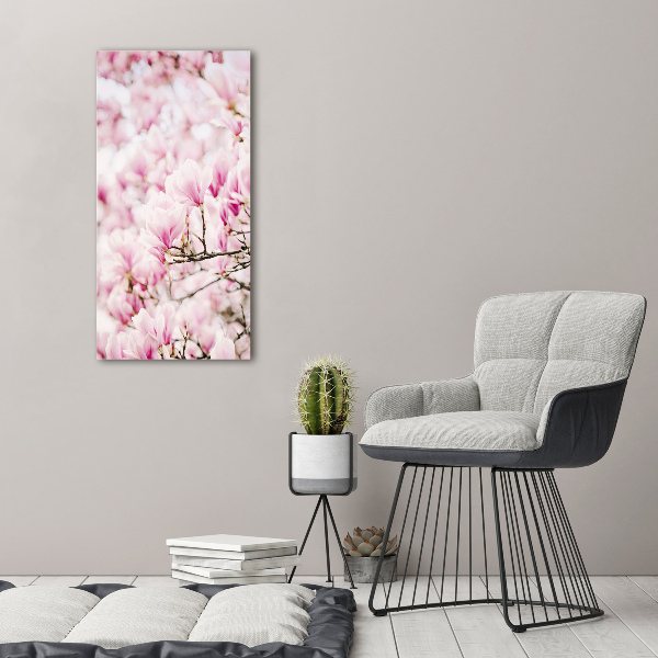 Wandbild vertikales Magnolienblüten