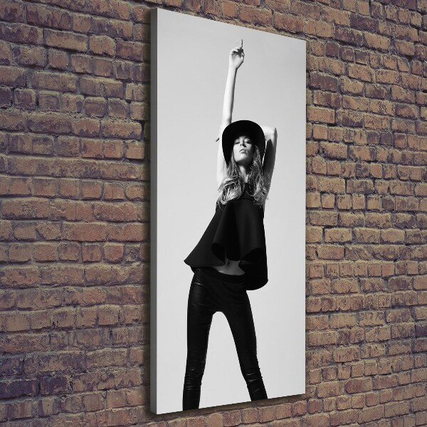 Foto leinwand vertikales Frau in Schwarz