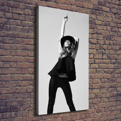Foto leinwand vertikales Frau in Schwarz