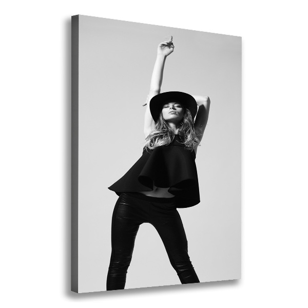 Foto leinwand vertikales Frau in Schwarz