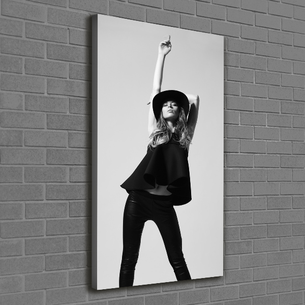 Foto leinwand vertikales Frau in Schwarz
