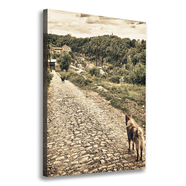 Foto auf leinwand vertikales Zwei Hunde vom Hügel