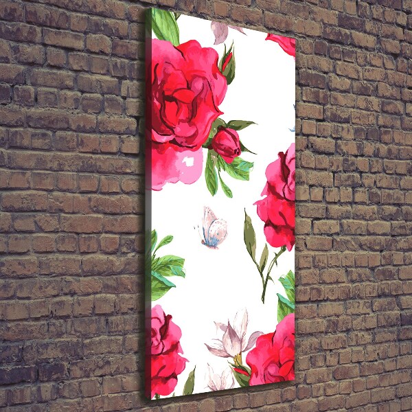 Foto leinwand vertikales Rote Rosen