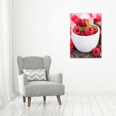 Wandbild vertikales Himbeeren in einer Tasse