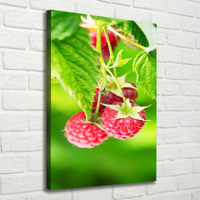 Wandbild vertikales Himbeeren am Strauch