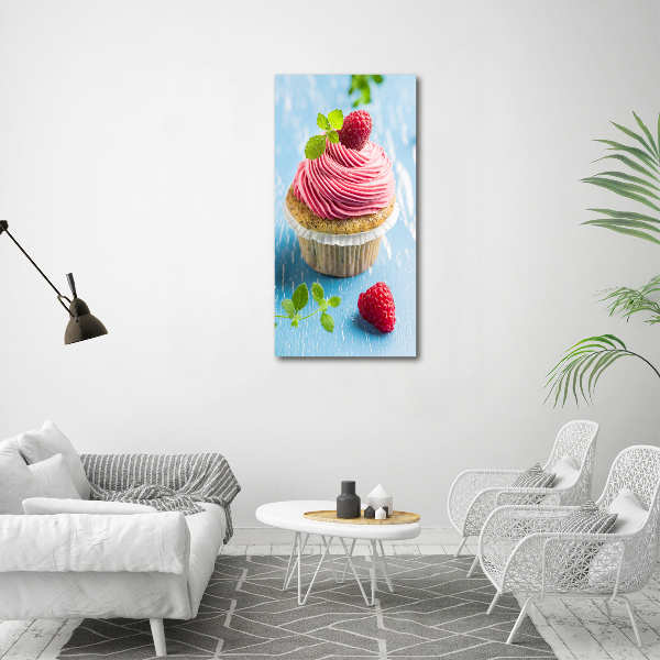 Foto auf leinwand vertikales Himbeer-Cupcake