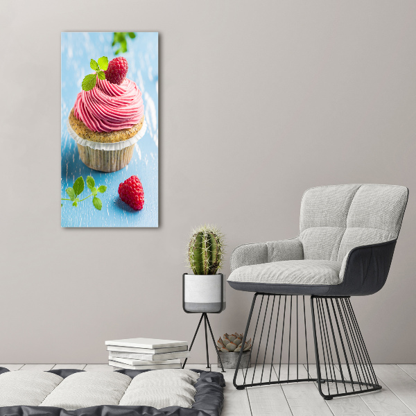 Foto auf leinwand vertikales Himbeer-Cupcake
