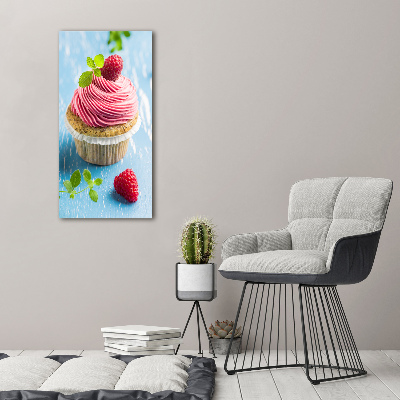 Foto auf leinwand vertikales Himbeer-Cupcake