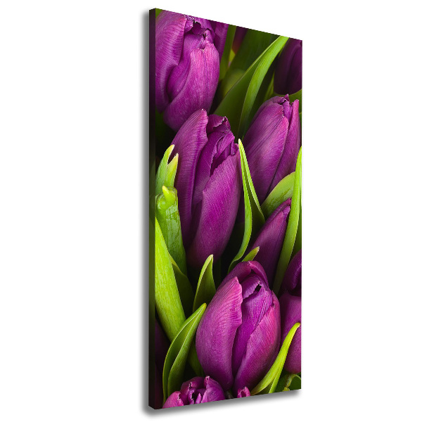 Wandbild vertikales Lila Tulpen