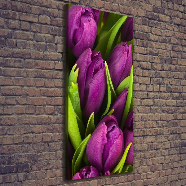 Wandbild vertikales Lila Tulpen