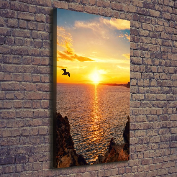Wandbild vertikales Sonnenuntergang am Meer