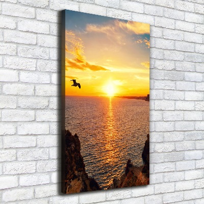 Wandbild vertikales Sonnenuntergang am Meer
