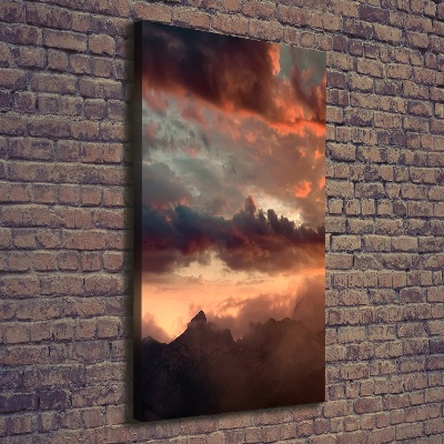 Foto leinwand vertikales Sonnenuntergang in den Bergen